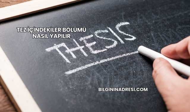 Tez İçindekiler Bölümü Nasıl Yapılır